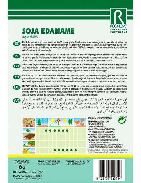 Semillas de Soja Edamame 6g.